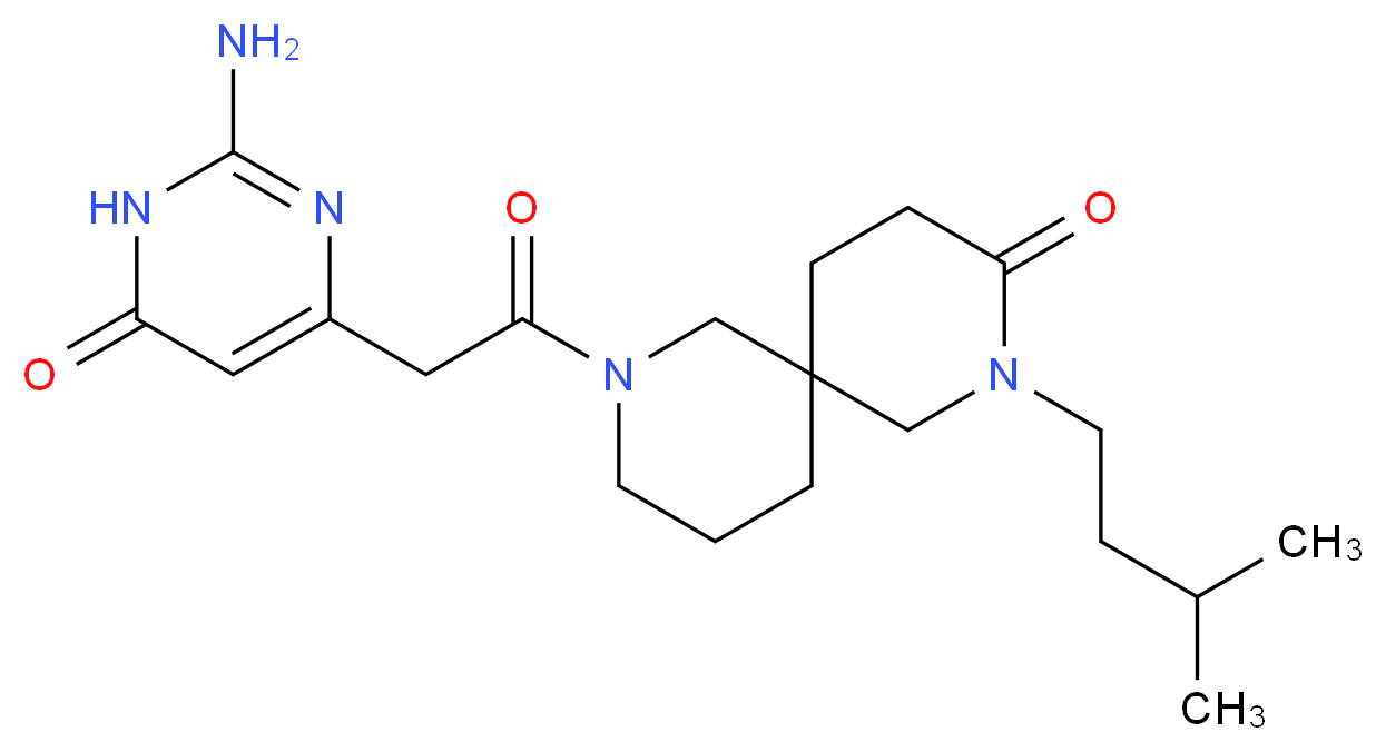 8-[(2-amino-6-oxo-1,6-dihydropyrimidin-4-yl)acetyl]-2-(3-methylbutyl)-2,8-diazaspiro[5.5]undecan-3-one_Molecular_structure_CAS_)