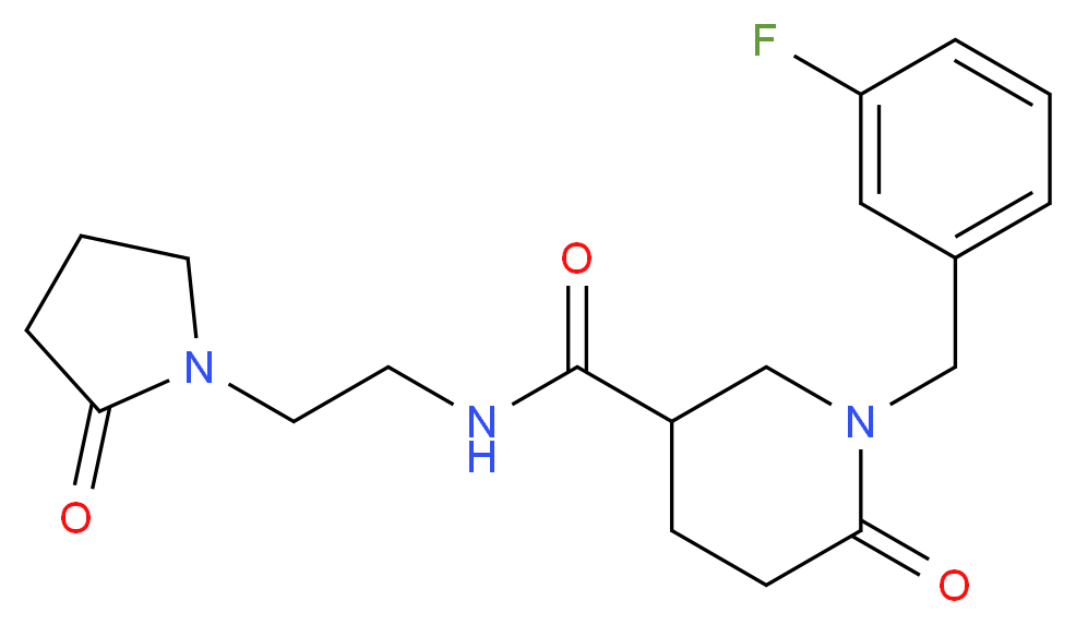 1-(3-fluorobenzyl)-6-oxo-N-[2-(2-oxo-1-pyrrolidinyl)ethyl]-3-piperidinecarboxamide_Molecular_structure_CAS_)