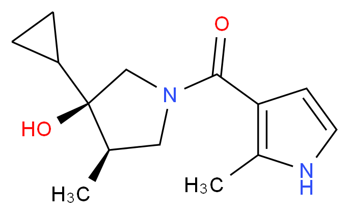 (3R*,4R*)-3-cyclopropyl-4-methyl-1-[(2-methyl-1H-pyrrol-3-yl)carbonyl]-3-pyrrolidinol_Molecular_structure_CAS_)