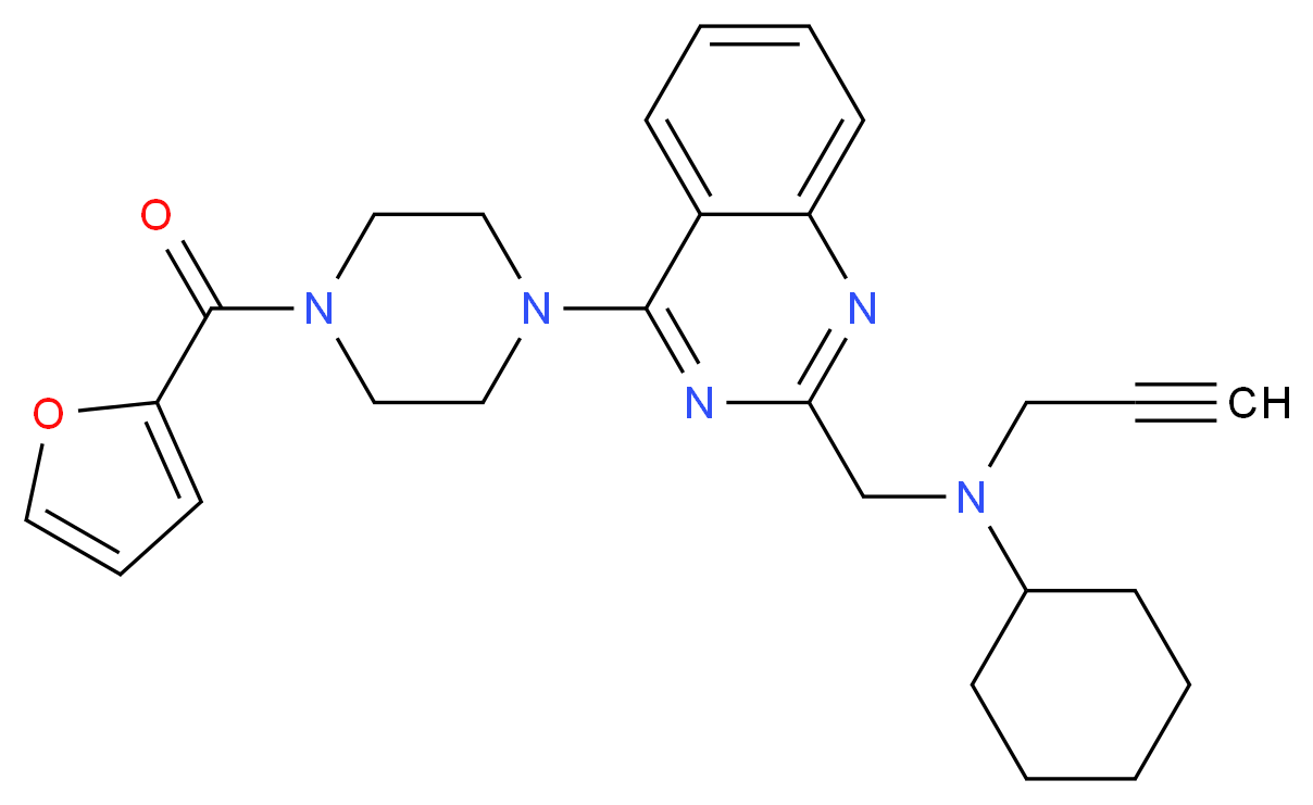 N-({4-[4-(2-furoyl)-1-piperazinyl]-2-quinazolinyl}methyl)-N-2-propyn-1-ylcyclohexanamine_Molecular_structure_CAS_)