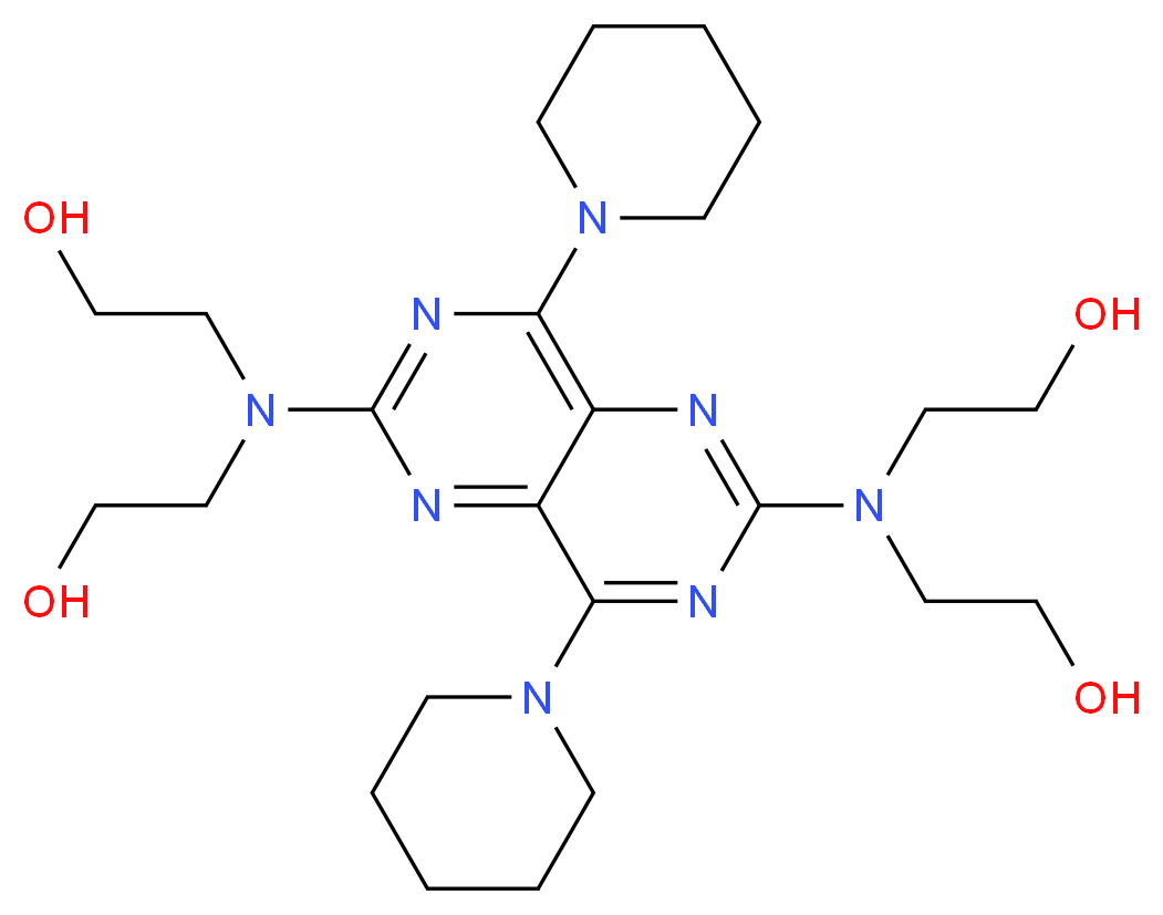 2-({6-[bis(2-hydroxyethyl)amino]-4,8-bis(piperidin-1-yl)-[1,3]diazino[5,4-d]pyrimidin-2-yl}(2-hydroxyethyl)amino)ethan-1-ol_Molecular_structure_CAS_)