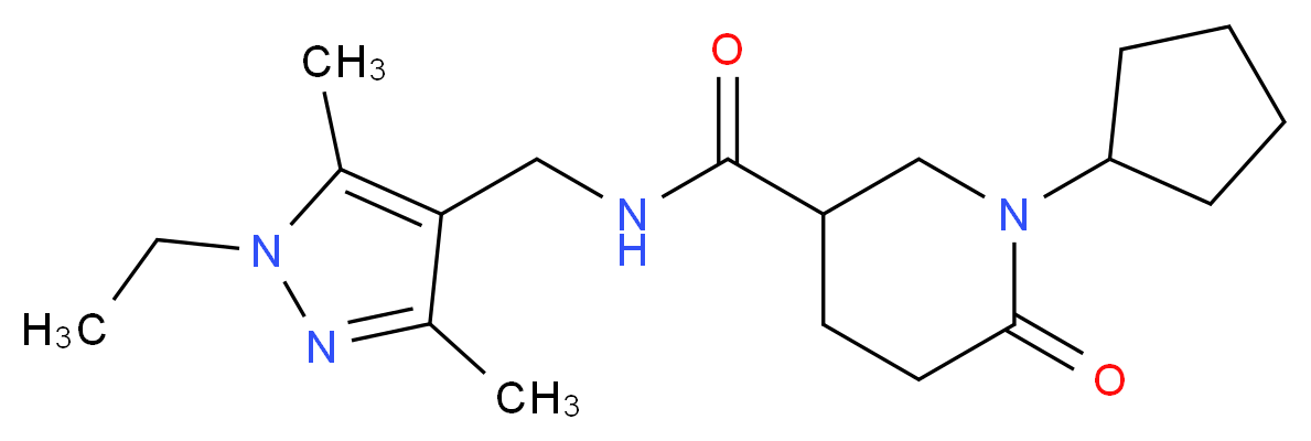 1-cyclopentyl-N-[(1-ethyl-3,5-dimethyl-1H-pyrazol-4-yl)methyl]-6-oxo-3-piperidinecarboxamide_Molecular_structure_CAS_)