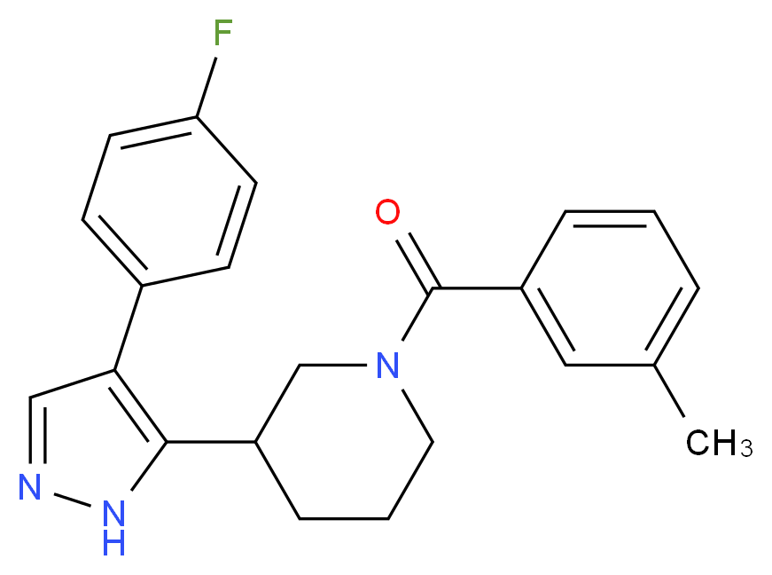 3-[4-(4-fluorophenyl)-1H-pyrazol-5-yl]-1-(3-methylbenzoyl)piperidine_Molecular_structure_CAS_)