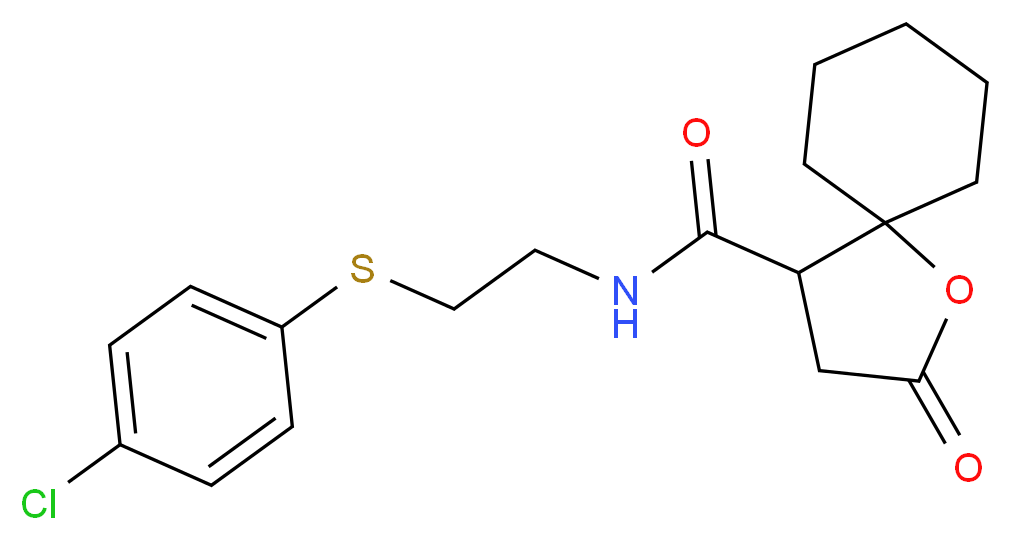N-{2-[(4-chlorophenyl)thio]ethyl}-2-oxo-1-oxaspiro[4.5]decane-4-carboxamide_Molecular_structure_CAS_)