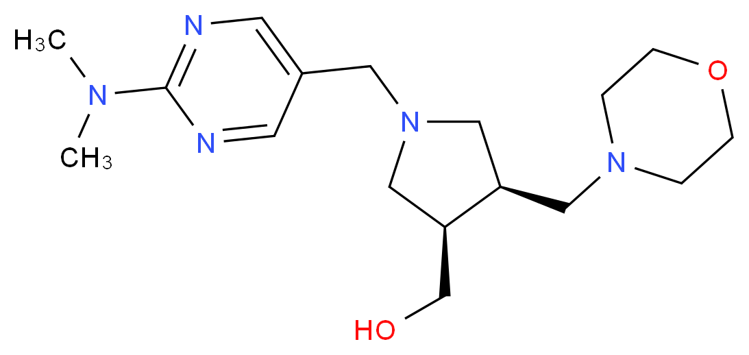 [(3R*,4S*)-1-{[2-(dimethylamino)pyrimidin-5-yl]methyl}-4-(morpholin-4-ylmethyl)pyrrolidin-3-yl]methanol_Molecular_structure_CAS_)