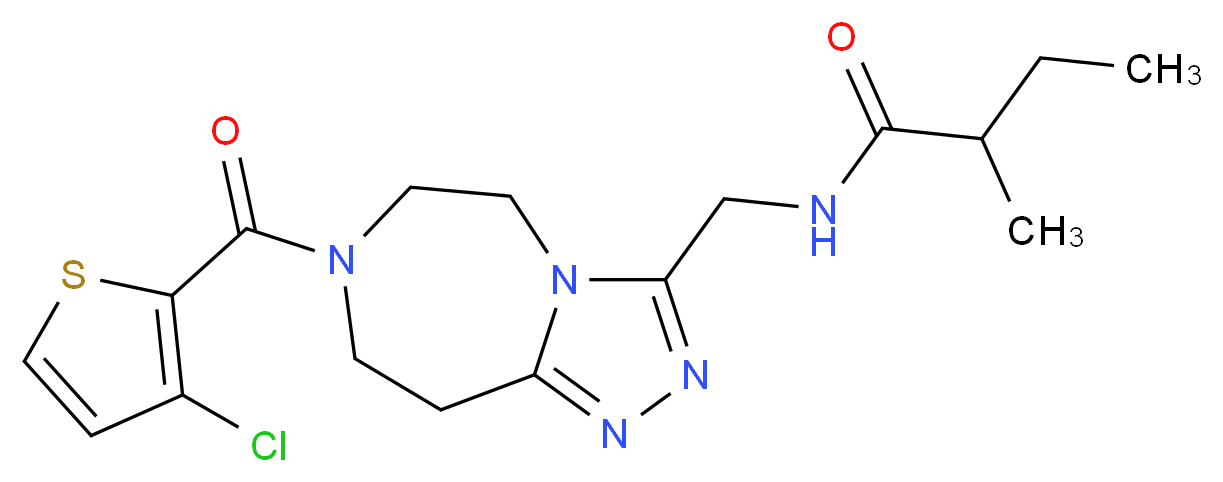 N-({7-[(3-chloro-2-thienyl)carbonyl]-6,7,8,9-tetrahydro-5H-[1,2,4]triazolo[4,3-d][1,4]diazepin-3-yl}methyl)-2-methylbutanamide_Molecular_structure_CAS_)