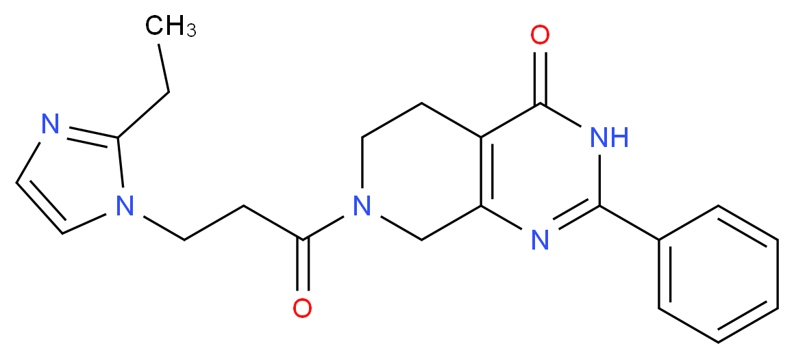7-[3-(2-ethyl-1H-imidazol-1-yl)propanoyl]-2-phenyl-5,6,7,8-tetrahydropyrido[3,4-d]pyrimidin-4(3H)-one_Molecular_structure_CAS_)