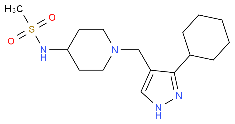 N-{1-[(3-cyclohexyl-1H-pyrazol-4-yl)methyl]piperidin-4-yl}methanesulfonamide_Molecular_structure_CAS_)