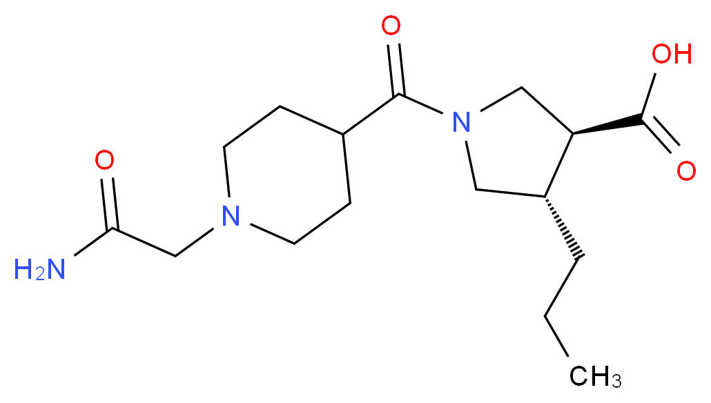 (3S*,4S*)-1-{[1-(2-amino-2-oxoethyl)-4-piperidinyl]carbonyl}-4-propyl-3-pyrrolidinecarboxylic acid_Molecular_structure_CAS_)
