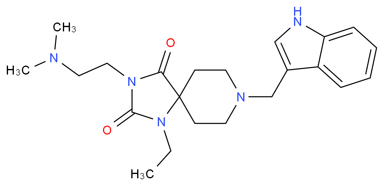 3-[2-(dimethylamino)ethyl]-1-ethyl-8-(1H-indol-3-ylmethyl)-1,3,8-triazaspiro[4.5]decane-2,4-dione_Molecular_structure_CAS_)