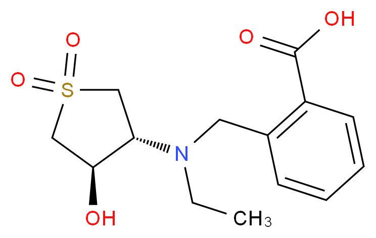 2-({ethyl[(3R*,4R*)-4-hydroxy-1,1-dioxidotetrahydro-3-thienyl]amino}methyl)benzoic acid_Molecular_structure_CAS_)