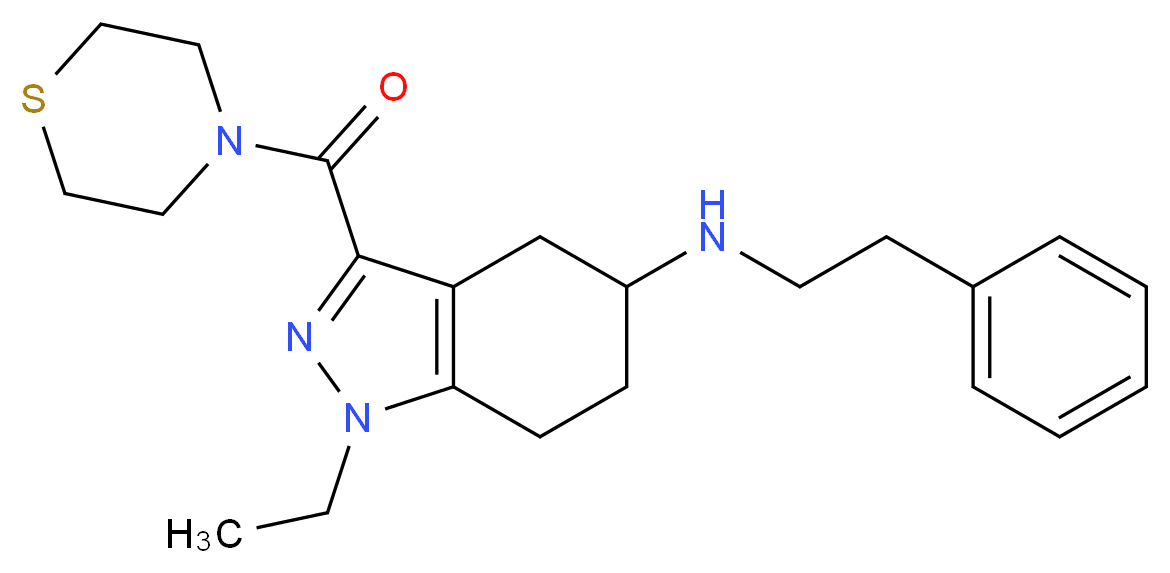 1-ethyl-N-(2-phenylethyl)-3-(4-thiomorpholinylcarbonyl)-4,5,6,7-tetrahydro-1H-indazol-5-amine_Molecular_structure_CAS_)