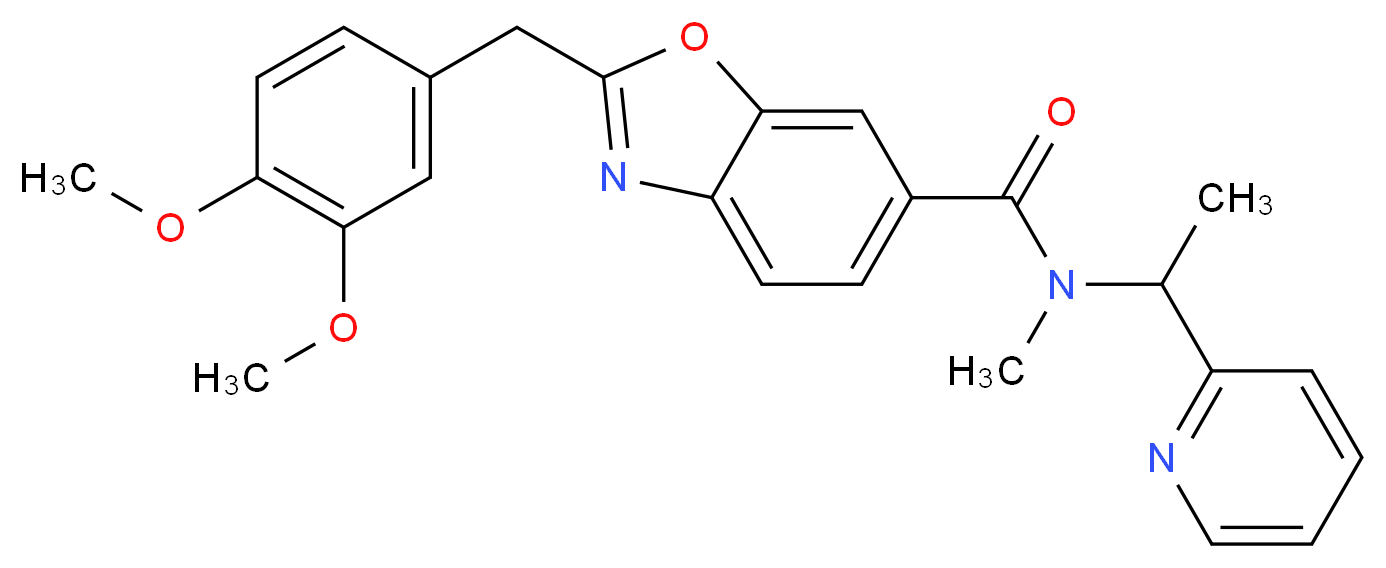 2-(3,4-dimethoxybenzyl)-N-methyl-N-[1-(2-pyridinyl)ethyl]-1,3-benzoxazole-6-carboxamide_Molecular_structure_CAS_)