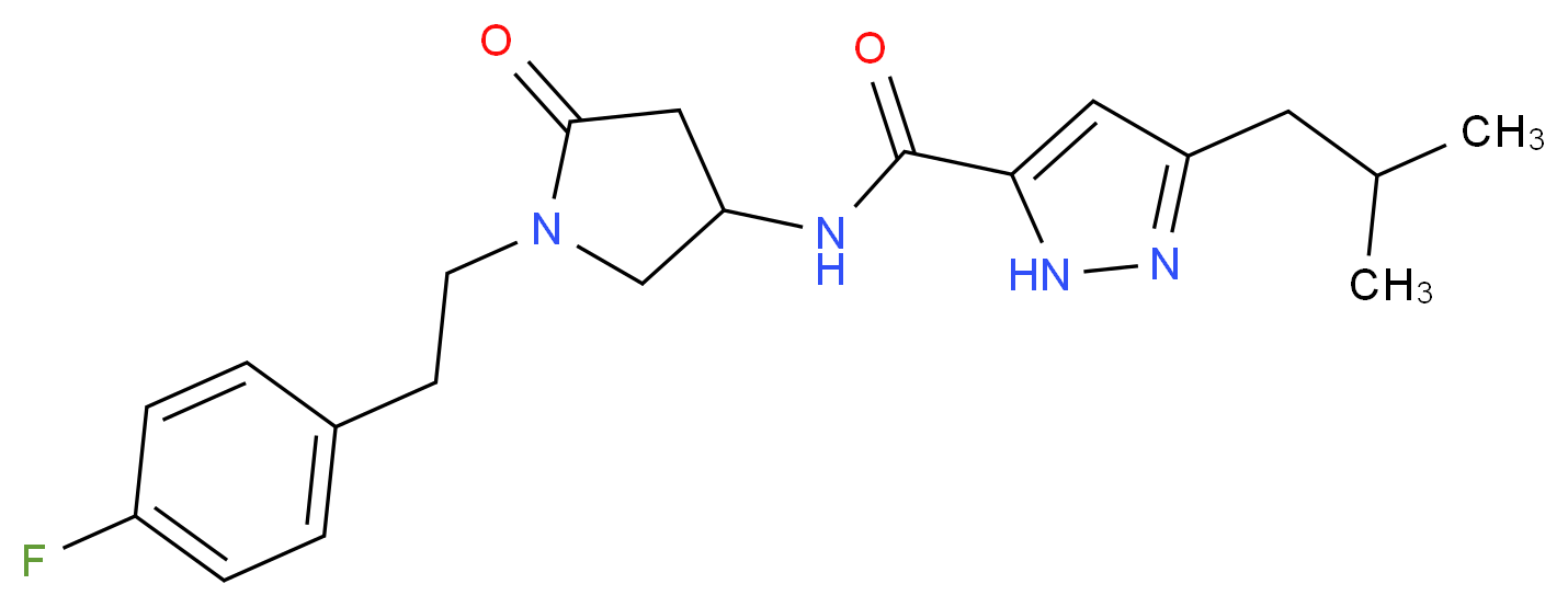 N-{1-[2-(4-fluorophenyl)ethyl]-5-oxopyrrolidin-3-yl}-3-isobutyl-1H-pyrazole-5-carboxamide_Molecular_structure_CAS_)