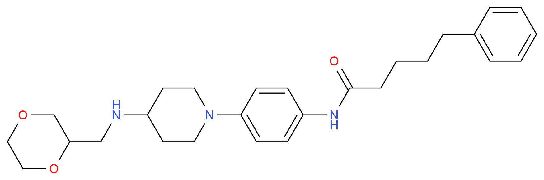 N-(4-{4-[(1,4-dioxan-2-ylmethyl)amino]-1-piperidinyl}phenyl)-5-phenylpentanamide_Molecular_structure_CAS_)