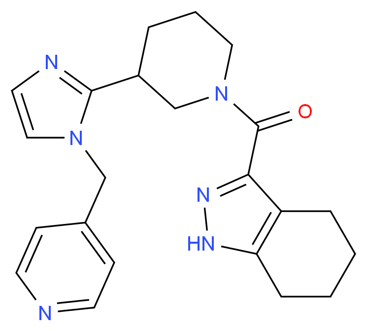 3-({3-[1-(pyridin-4-ylmethyl)-1H-imidazol-2-yl]piperidin-1-yl}carbonyl)-4,5,6,7-tetrahydro-1H-indazole_Molecular_structure_CAS_)