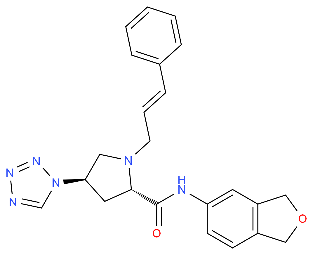 (4R)-N-(1,3-dihydro-2-benzofuran-5-yl)-1-[(2E)-3-phenyl-2-propen-1-yl]-4-(1H-tetrazol-1-yl)-L-prolinamide_Molecular_structure_CAS_)