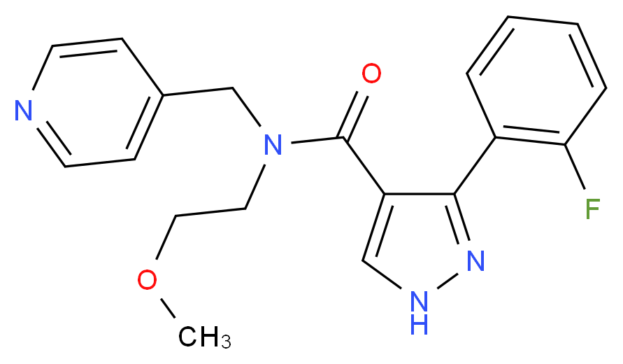 3-(2-fluorophenyl)-N-(2-methoxyethyl)-N-(pyridin-4-ylmethyl)-1H-pyrazole-4-carboxamide_Molecular_structure_CAS_)