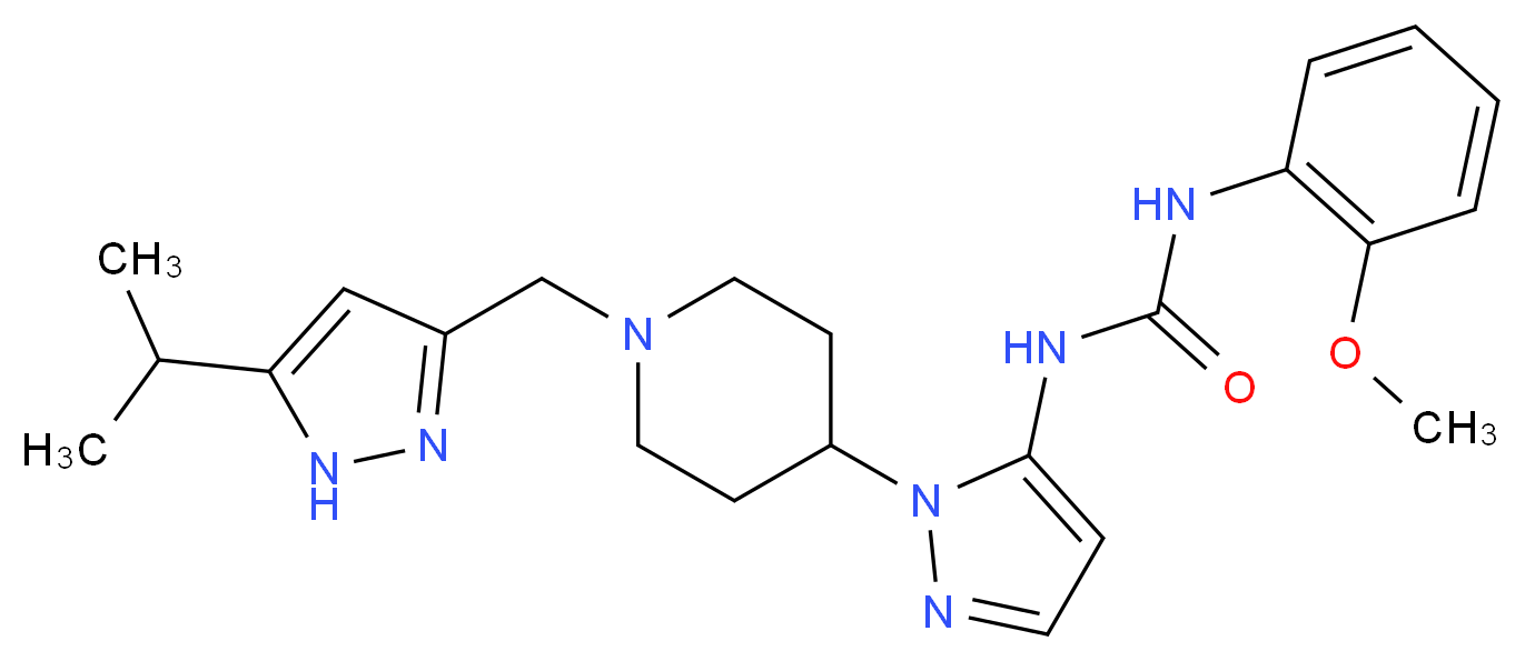 N-(1-{1-[(5-isopropyl-1H-pyrazol-3-yl)methyl]-4-piperidinyl}-1H-pyrazol-5-yl)-N'-(2-methoxyphenyl)urea_Molecular_structure_CAS_)