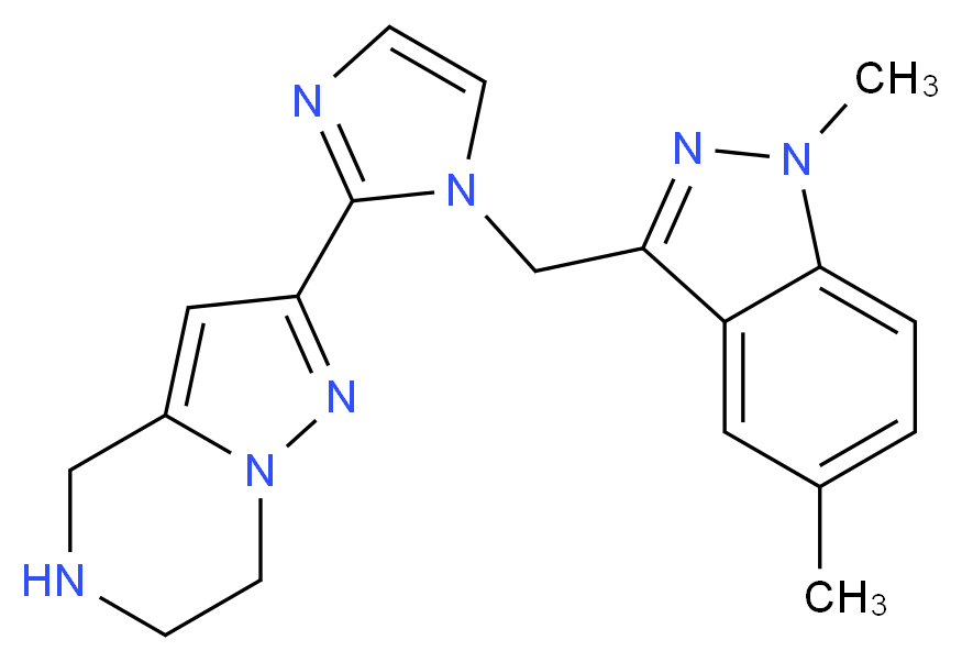2-{1-[(1,5-dimethyl-1H-indazol-3-yl)methyl]-1H-imidazol-2-yl}-4,5,6,7-tetrahydropyrazolo[1,5-a]pyrazine_Molecular_structure_CAS_)