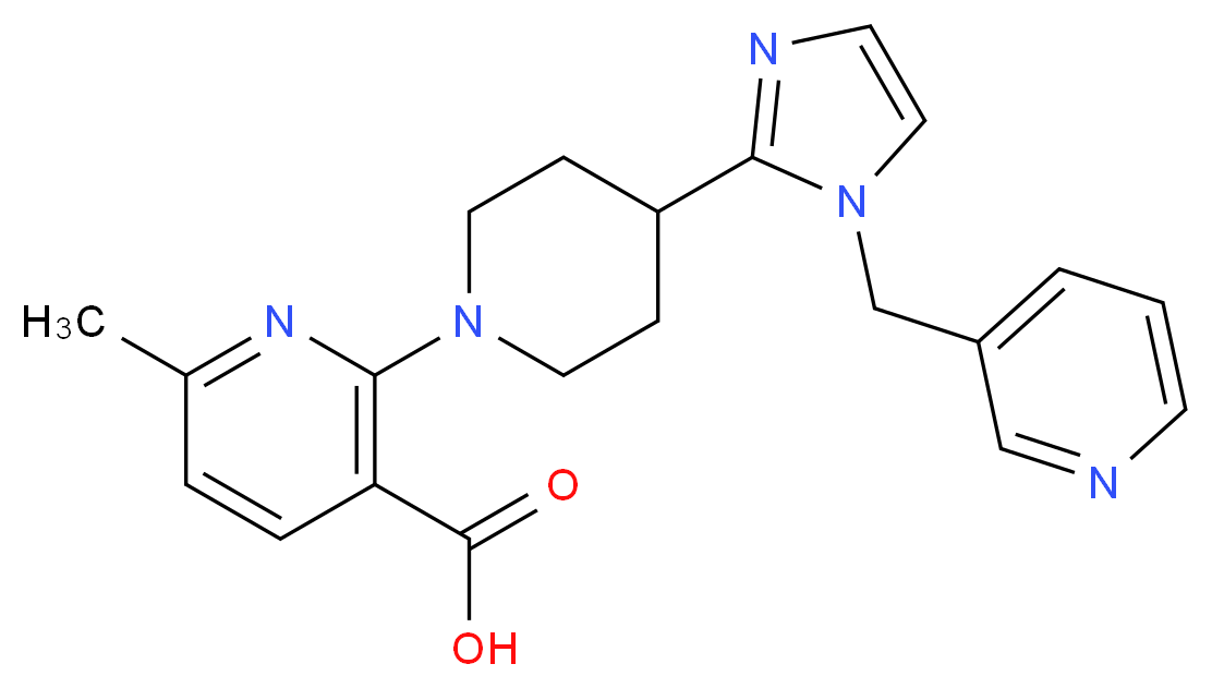 6-methyl-2-{4-[1-(pyridin-3-ylmethyl)-1H-imidazol-2-yl]piperidin-1-yl}nicotinic acid_Molecular_structure_CAS_)