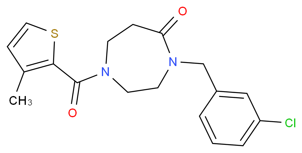 4-(3-chlorobenzyl)-1-[(3-methyl-2-thienyl)carbonyl]-1,4-diazepan-5-one_Molecular_structure_CAS_)
