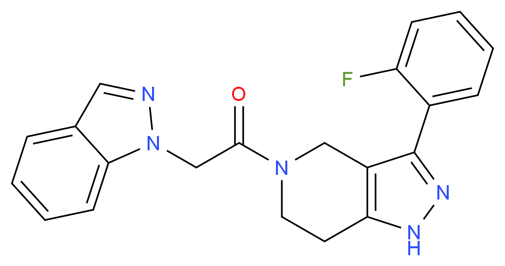 3-(2-fluorophenyl)-5-(1H-indazol-1-ylacetyl)-4,5,6,7-tetrahydro-1H-pyrazolo[4,3-c]pyridine_Molecular_structure_CAS_)