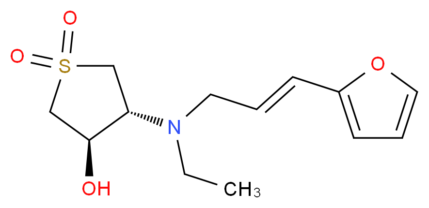 (3R*,4R*)-4-{ethyl[(2E)-3-(2-furyl)prop-2-en-1-yl]amino}tetrahydrothiophene-3-ol 1,1-dioxide_Molecular_structure_CAS_)