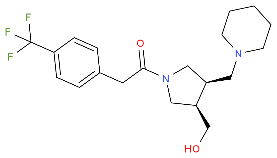 ((3R*,4R*)-4-(piperidin-1-ylmethyl)-1-{[4-(trifluoromethyl)phenyl]acetyl}pyrrolidin-3-yl)methanol_Molecular_structure_CAS_)
