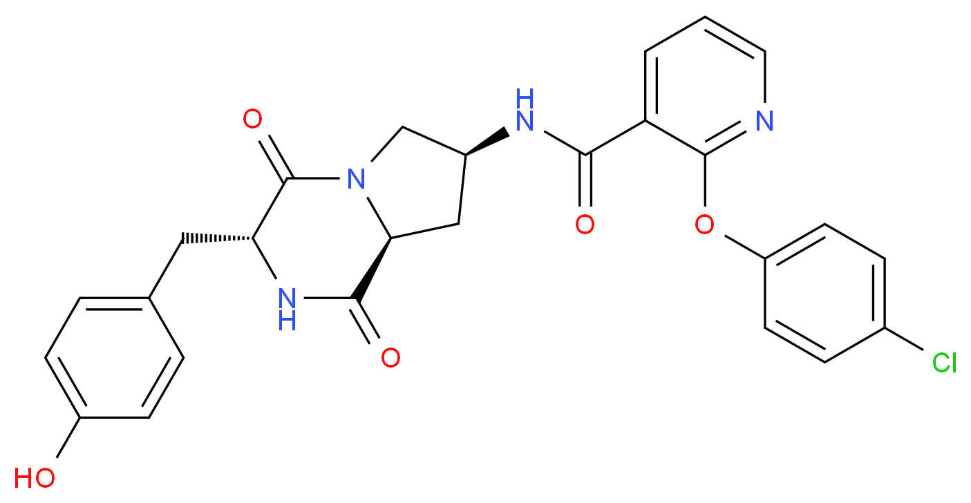 2-(4-chlorophenoxy)-N-[(3R,7S,8aS)-3-(4-hydroxybenzyl)-1,4-dioxooctahydropyrrolo[1,2-a]pyrazin-7-yl]nicotinamide_Molecular_structure_CAS_)