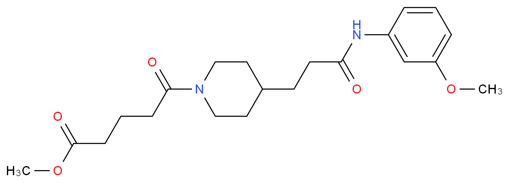 methyl 5-(4-{3-[(3-methoxyphenyl)amino]-3-oxopropyl}-1-piperidinyl)-5-oxopentanoate_Molecular_structure_CAS_)