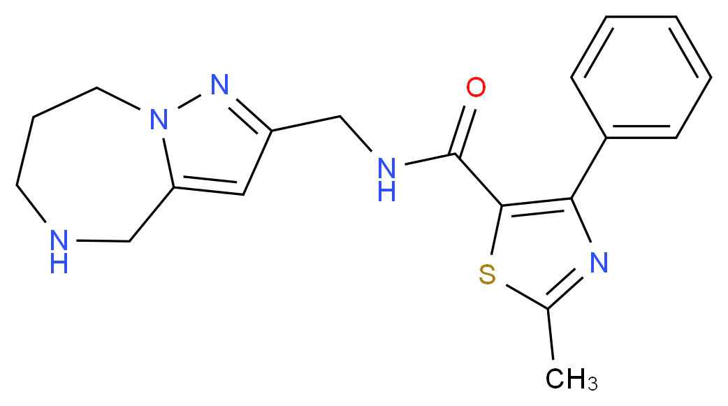 2-methyl-4-phenyl-N-(5,6,7,8-tetrahydro-4H-pyrazolo[1,5-a][1,4]diazepin-2-ylmethyl)-1,3-thiazole-5-carboxamide_Molecular_structure_CAS_)