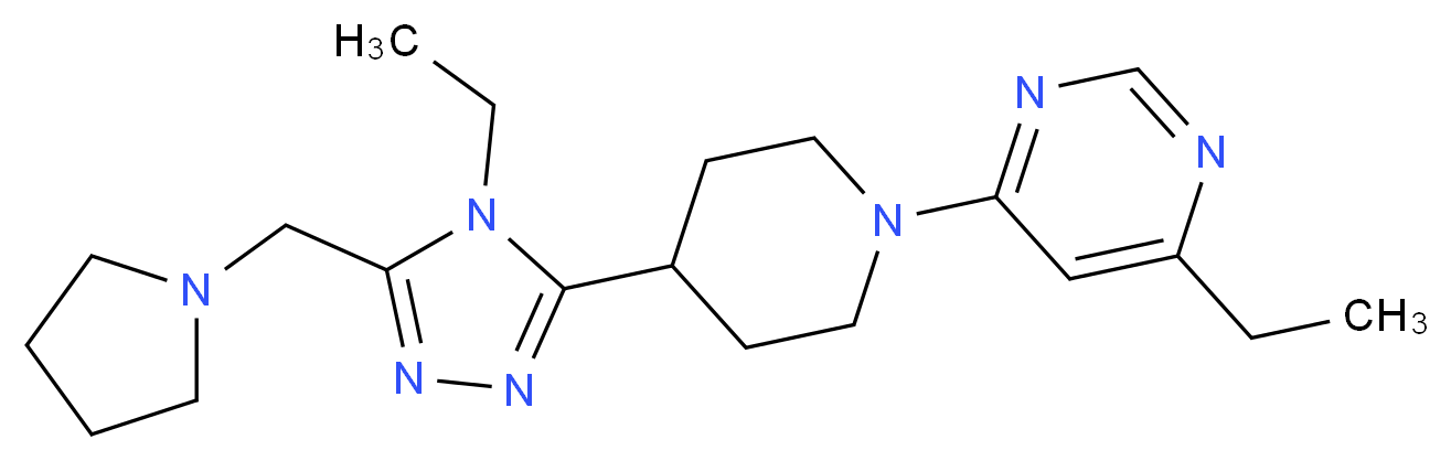 4-ethyl-6-{4-[4-ethyl-5-(pyrrolidin-1-ylmethyl)-4H-1,2,4-triazol-3-yl]piperidin-1-yl}pyrimidine_Molecular_structure_CAS_)