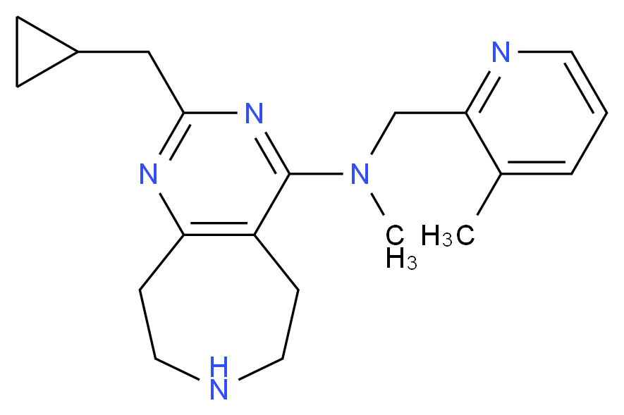 2-(cyclopropylmethyl)-N-methyl-N-[(3-methylpyridin-2-yl)methyl]-6,7,8,9-tetrahydro-5H-pyrimido[4,5-d]azepin-4-amine_Molecular_structure_CAS_)