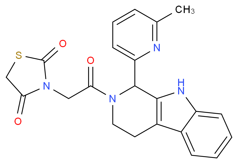 3-{2-[1-(6-methyl-2-pyridinyl)-1,3,4,9-tetrahydro-2H-beta-carbolin-2-yl]-2-oxoethyl}-1,3-thiazolidine-2,4-dione_Molecular_structure_CAS_)