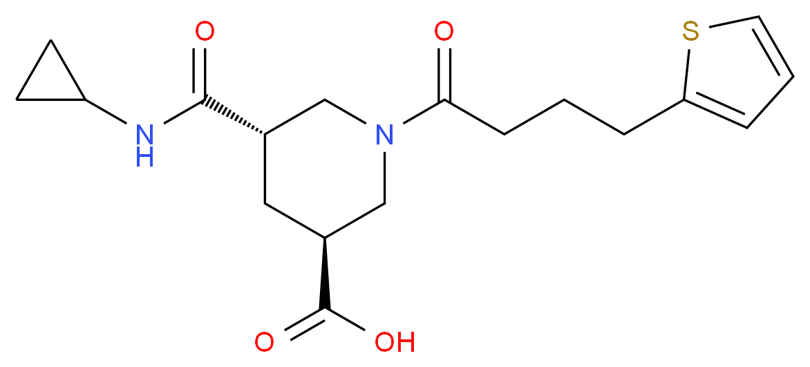 (3S*,5S*)-5-[(cyclopropylamino)carbonyl]-1-[4-(2-thienyl)butanoyl]-3-piperidinecarboxylic acid_Molecular_structure_CAS_)