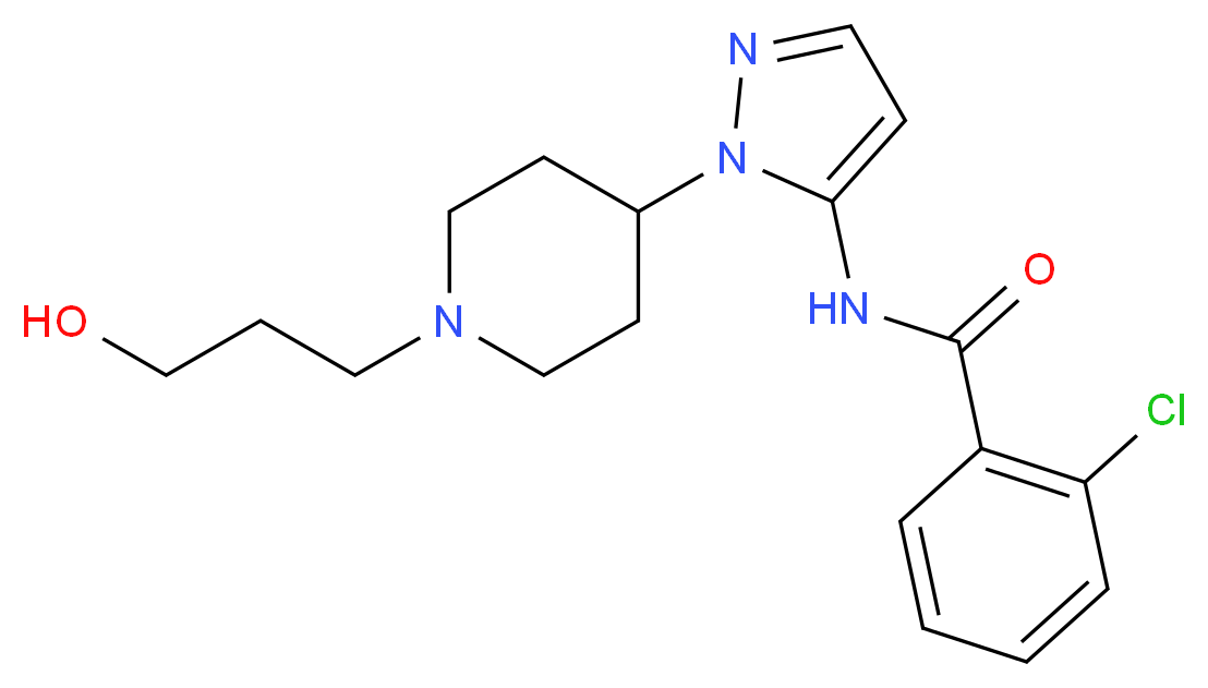 2-chloro-N-{1-[1-(3-hydroxypropyl)piperidin-4-yl]-1H-pyrazol-5-yl}benzamide_Molecular_structure_CAS_)