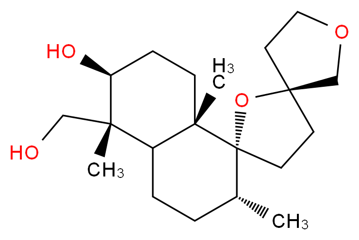 (1R,2R,5R,5'S,6S,8aS)-5-(hydroxymethyl)-2,5,8a-trimethyl-octahydro-2H-dispiro[naphthalene-1,2':5',3''-bis(oxolane)]-6-ol_Molecular_structure_CAS_)