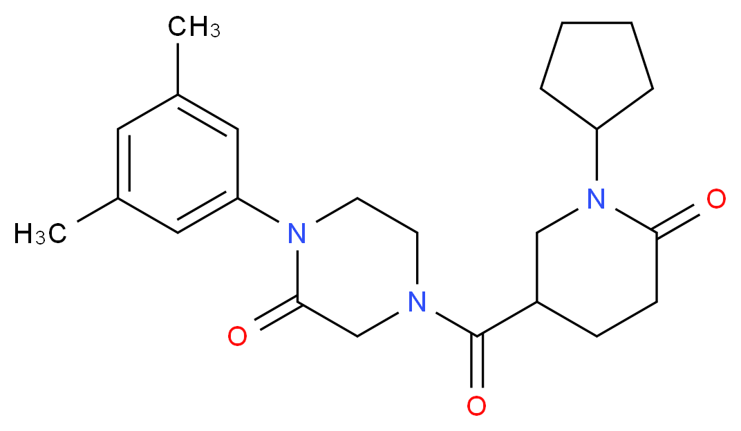 4-[(1-cyclopentyl-6-oxo-3-piperidinyl)carbonyl]-1-(3,5-dimethylphenyl)-2-piperazinone_Molecular_structure_CAS_)