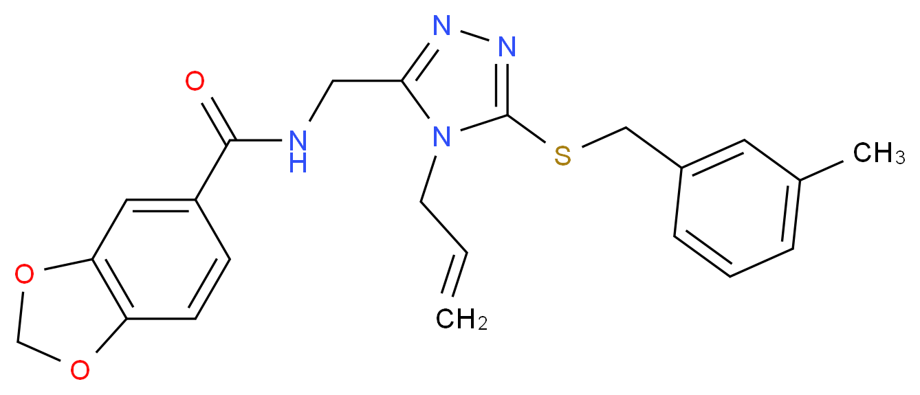 N-({4-allyl-5-[(3-methylbenzyl)thio]-4H-1,2,4-triazol-3-yl}methyl)-1,3-benzodioxole-5-carboxamide_Molecular_structure_CAS_)
