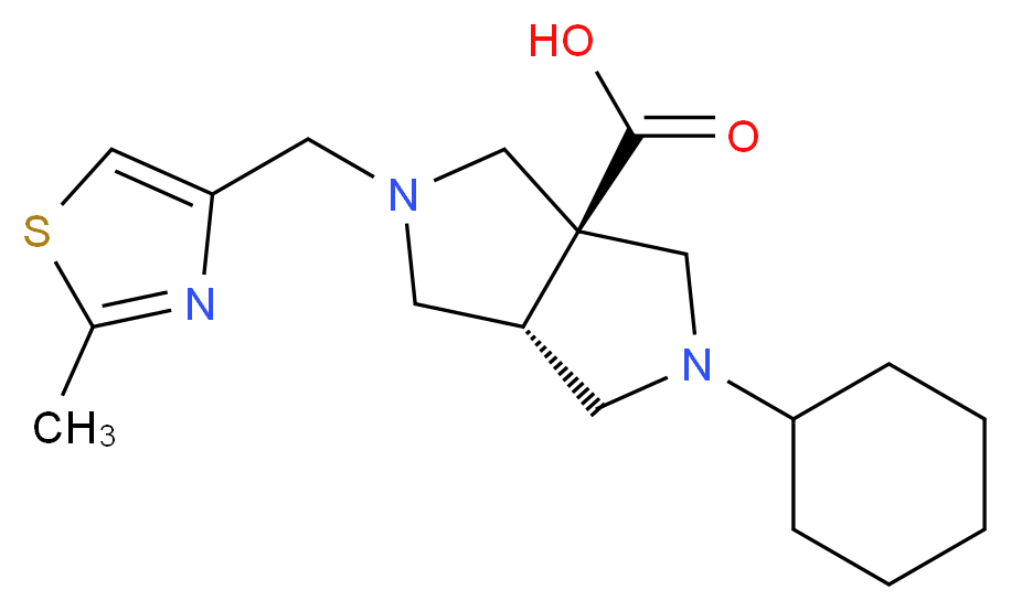 (3aS*,6aS*)-2-cyclohexyl-5-[(2-methyl-1,3-thiazol-4-yl)methyl]hexahydropyrrolo[3,4-c]pyrrole-3a(1H)-carboxylic acid_Molecular_structure_CAS_)