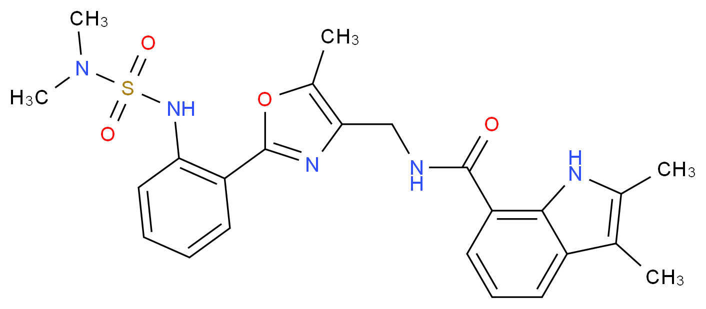 N-{[2-(2-{[(dimethylamino)sulfonyl]amino}phenyl)-5-methyl-1,3-oxazol-4-yl]methyl}-2,3-dimethyl-1H-indole-7-carboxamide_Molecular_structure_CAS_)