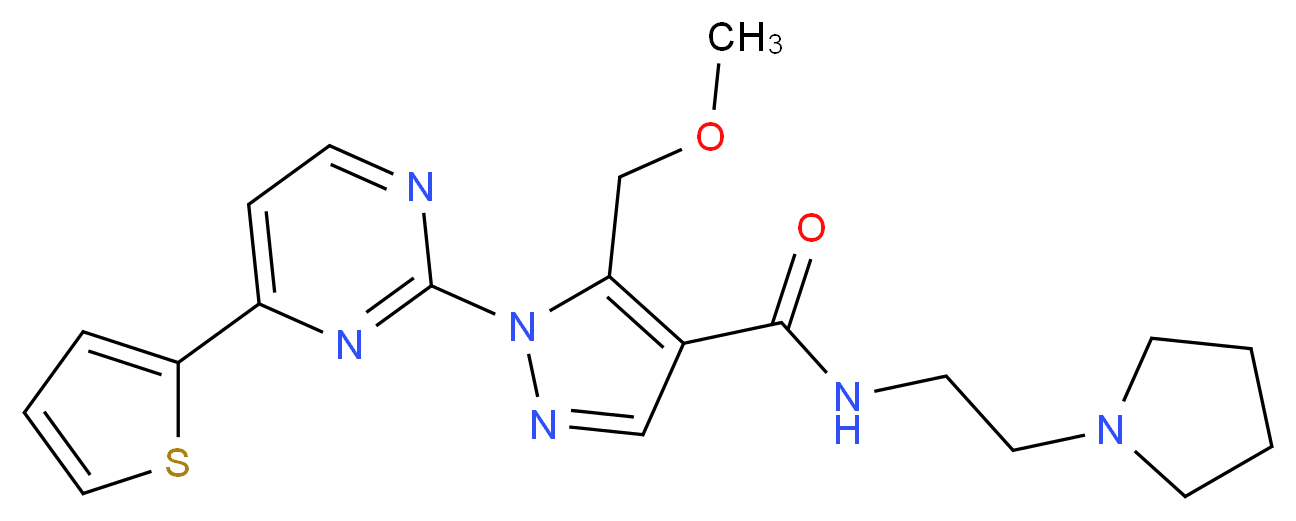 5-(methoxymethyl)-N-[2-(1-pyrrolidinyl)ethyl]-1-[4-(2-thienyl)-2-pyrimidinyl]-1H-pyrazole-4-carboxamide_Molecular_structure_CAS_)