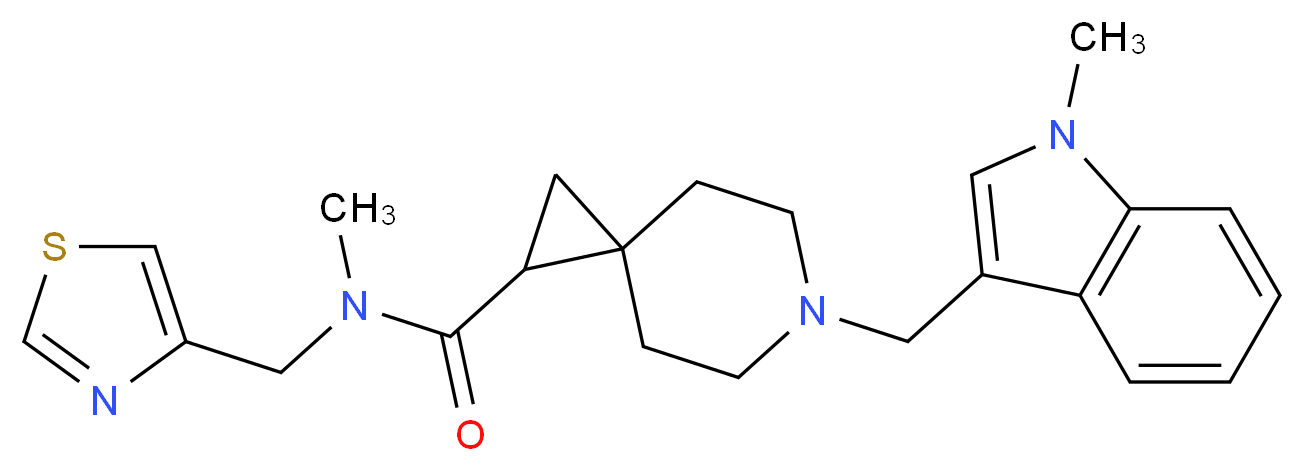N-methyl-6-[(1-methyl-1H-indol-3-yl)methyl]-N-(1,3-thiazol-4-ylmethyl)-6-azaspiro[2.5]octane-1-carboxamide_Molecular_structure_CAS_)