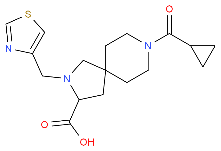 8-(cyclopropylcarbonyl)-2-(1,3-thiazol-4-ylmethyl)-2,8-diazaspiro[4.5]decane-3-carboxylic acid_Molecular_structure_CAS_)