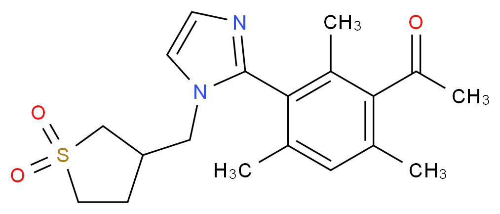 1-(3-{1-[(1,1-dioxidotetrahydro-3-thienyl)methyl]-1H-imidazol-2-yl}-2,4,6-trimethylphenyl)ethanone_Molecular_structure_CAS_)