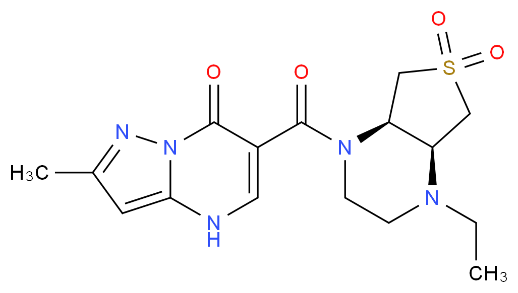 6-{[(4aS*,7aR*)-4-ethyl-6,6-dioxidohexahydrothieno[3,4-b]pyrazin-1(2H)-yl]carbonyl}-2-methylpyrazolo[1,5-a]pyrimidin-7(4H)-one_Molecular_structure_CAS_)