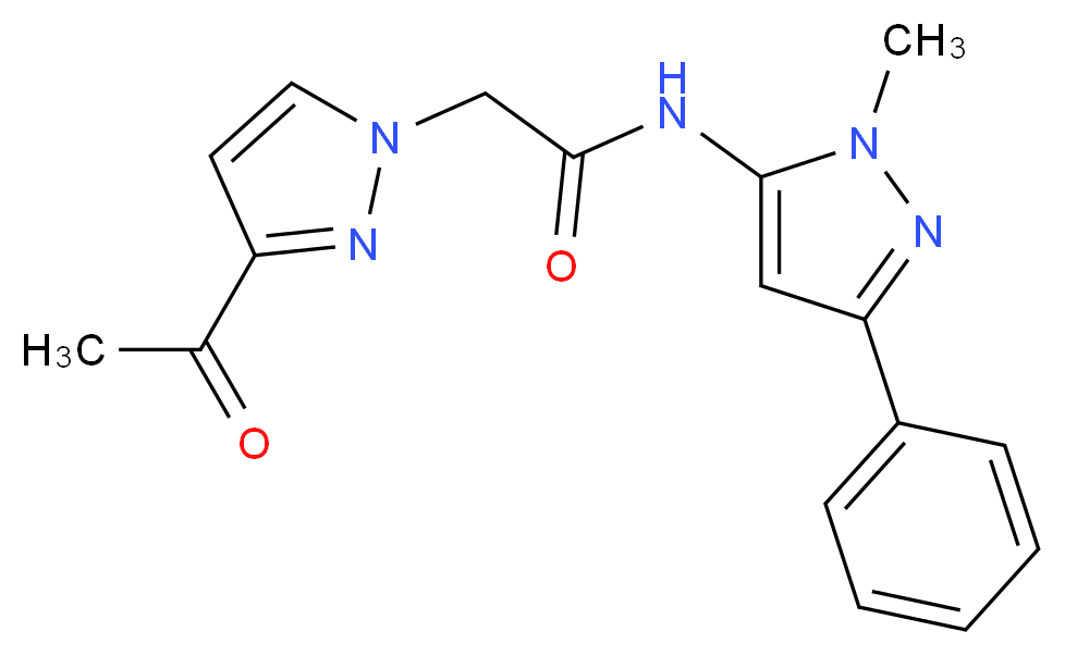 2-(3-acetyl-1H-pyrazol-1-yl)-N-(1-methyl-3-phenyl-1H-pyrazol-5-yl)acetamide_Molecular_structure_CAS_)