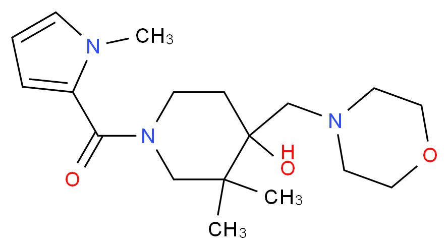 3,3-dimethyl-1-[(1-methyl-1H-pyrrol-2-yl)carbonyl]-4-(morpholin-4-ylmethyl)piperidin-4-ol_Molecular_structure_CAS_)