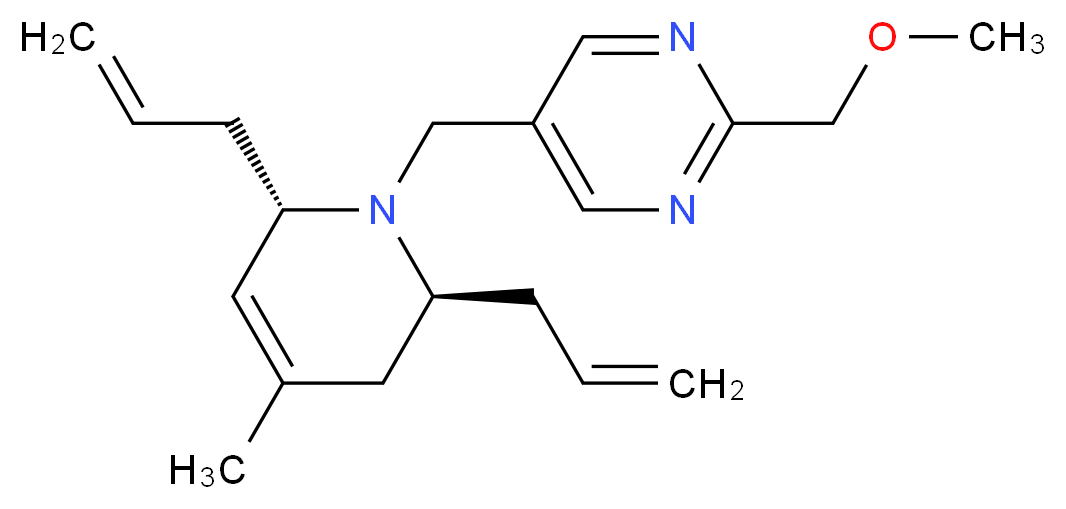 5-{[(2S*,6S*)-2,6-diallyl-4-methyl-3,6-dihydropyridin-1(2H)-yl]methyl}-2-(methoxymethyl)pyrimidine_Molecular_structure_CAS_)